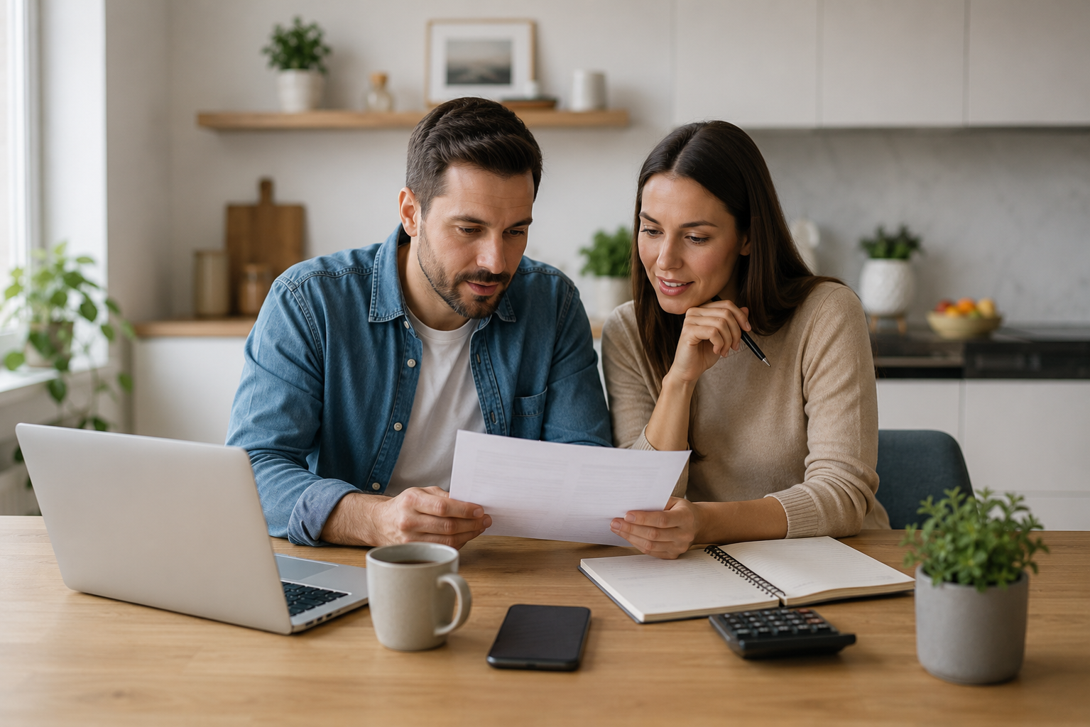 Pár doma společně řeší možnosti financování